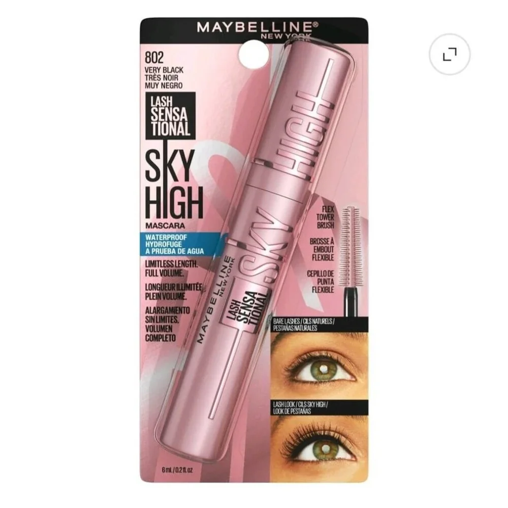 maybelline lash sensational sky high waterproof mascara very black 0.2 fl oz New